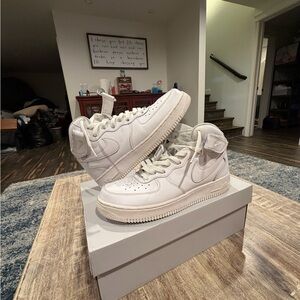 Nike White Mid-Top Leather Sneakers
